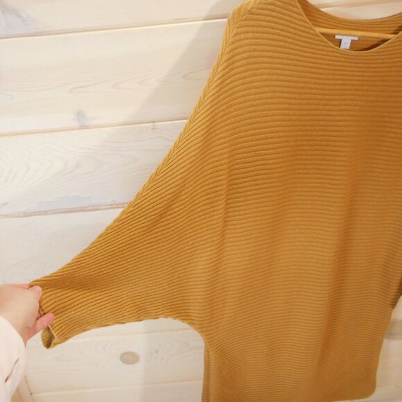 Pure J Jill Women's L Dolman Sleeve Pullover Sweater Mustard Goldenrod Cotton - Picture 3 of 10